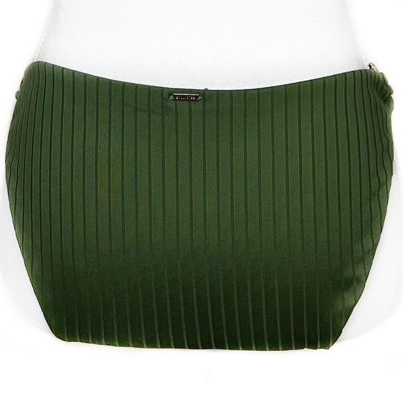 Hollister Olive Green Ribbed Gold Side Ring Moderate Coverage Bikini Bottoms L - Picture 3 of 3